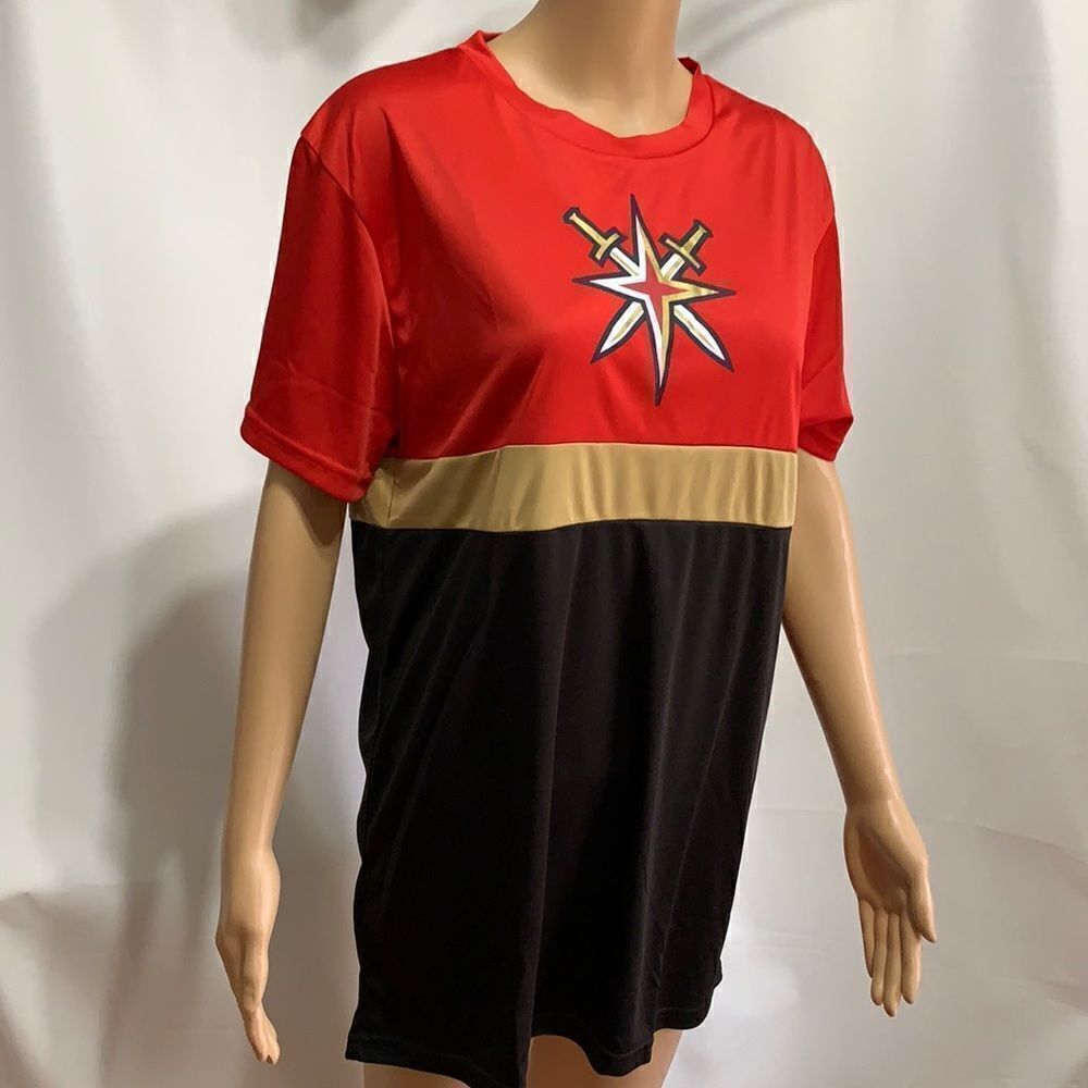 VGK Shirt Station Casinos Las Vegas Hockey Logo Red Gold Black Size Medium